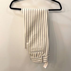 Anthropologie Pinstripe Cream Cropped Trousers, Size 6